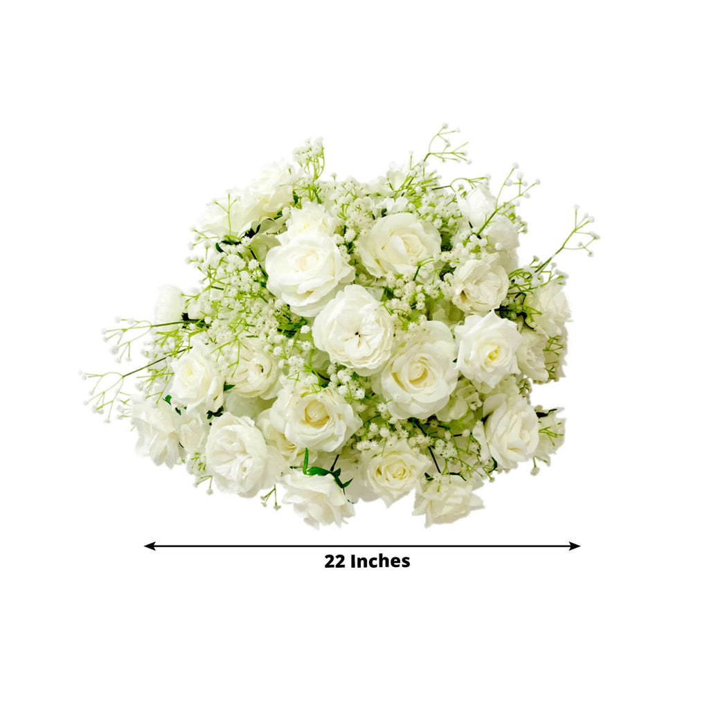 22 - Inch White Silk Rose Grand Centerpiece â€“ Pre - Made Artificial Flower Ball for Wedding & Party DÃ©cor - Bell Racket Store