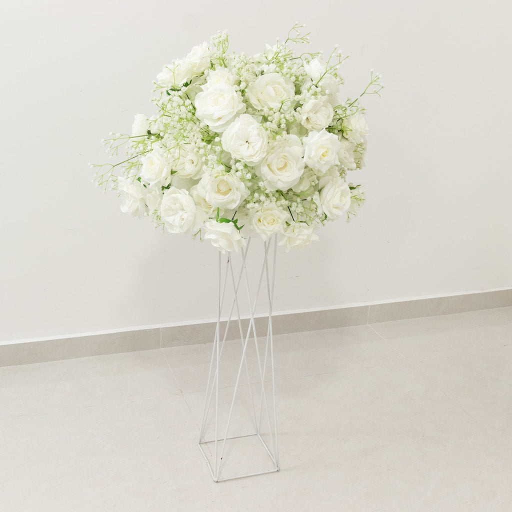 22 - Inch White Silk Rose Grand Centerpiece â€“ Pre - Made Artificial Flower Ball for Wedding & Party DÃ©cor - Bell Racket Store