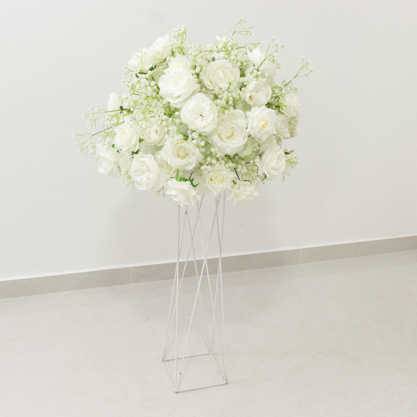 22 - Inch White Silk Rose Grand Centerpiece â€“ Pre - Made Artificial Flower Ball for Wedding & Party DÃ©cor - Bell Racket Store