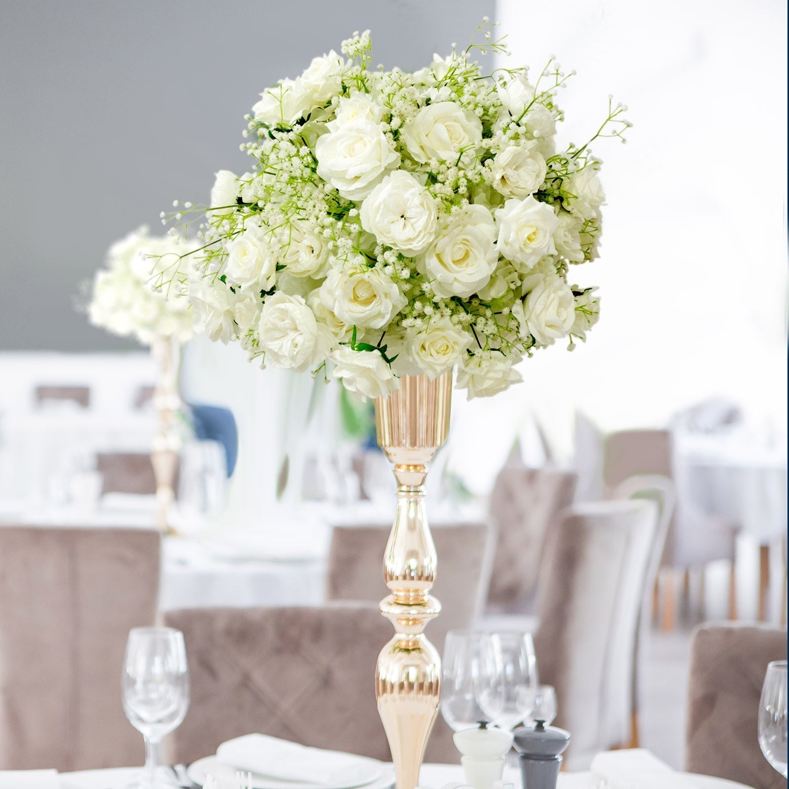 22 - Inch White Silk Rose Grand Centerpiece â€“ Pre - Made Artificial Flower Ball for Wedding & Party DÃ©cor - Bell Racket Store