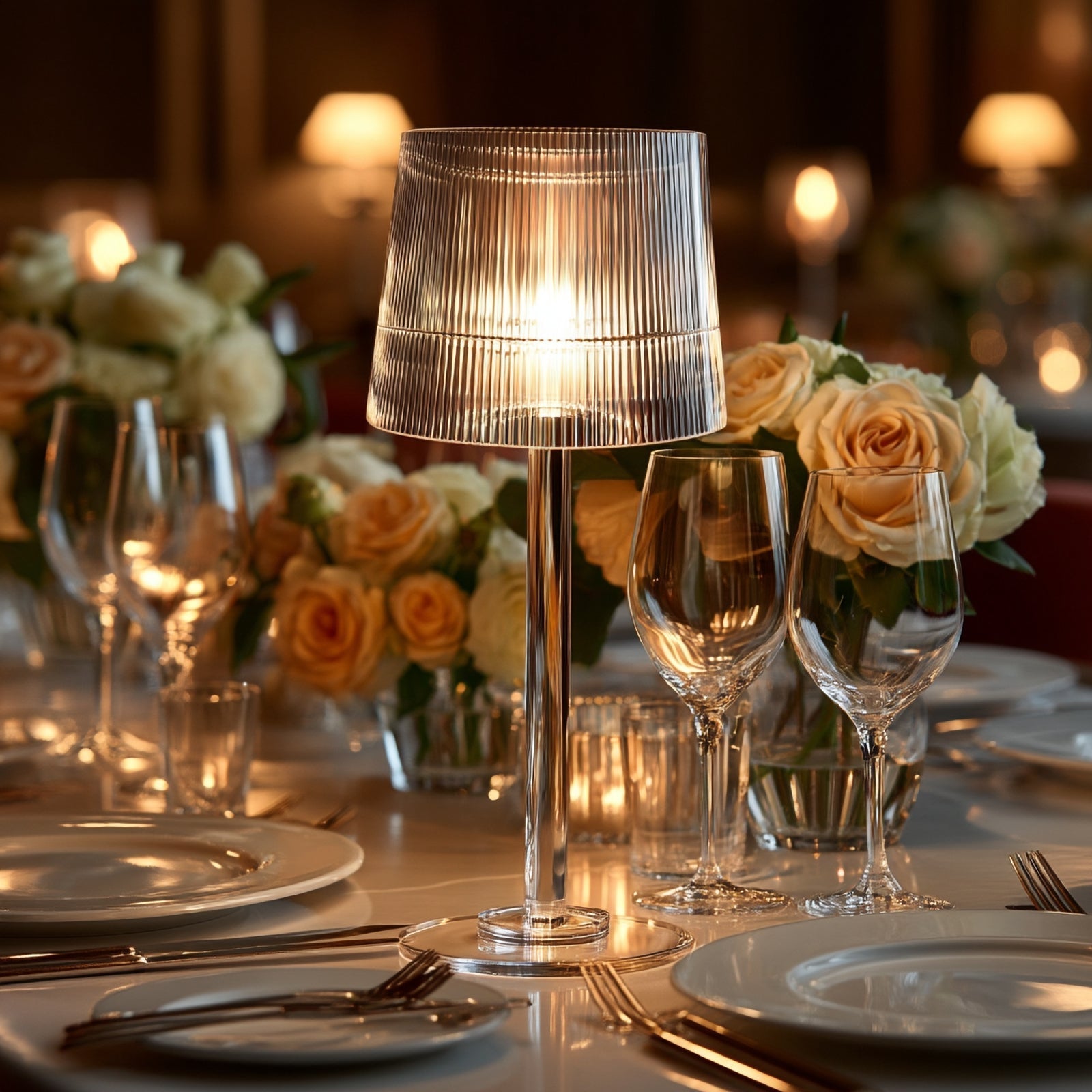 23" Crystal Candle Lamp with Ribbed Shade â€“ Clear Acrylic Column Candle Holder for Tealight & Taper Candles - Bell Racket Store