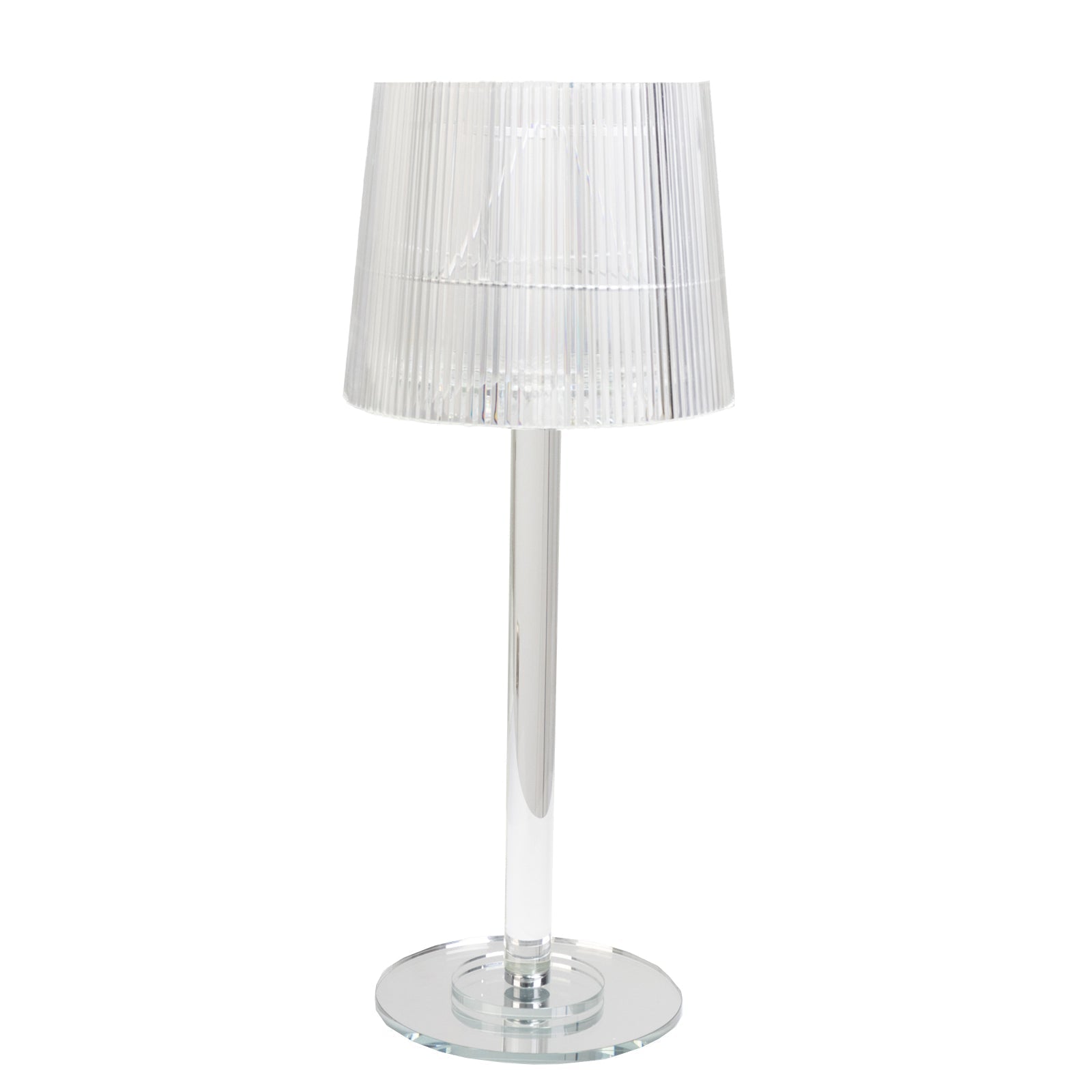 23" Crystal Candle Lamp with Ribbed Shade â€“ Clear Acrylic Column Candle Holder for Tealight & Taper Candles - Bell Racket Store