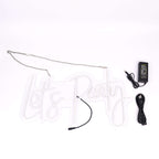 23" Let's Party Neon Light Sign, LED Reusable Wall DÃ©cor Lights With 5ft Hanging Chain - Bell Racket Store
