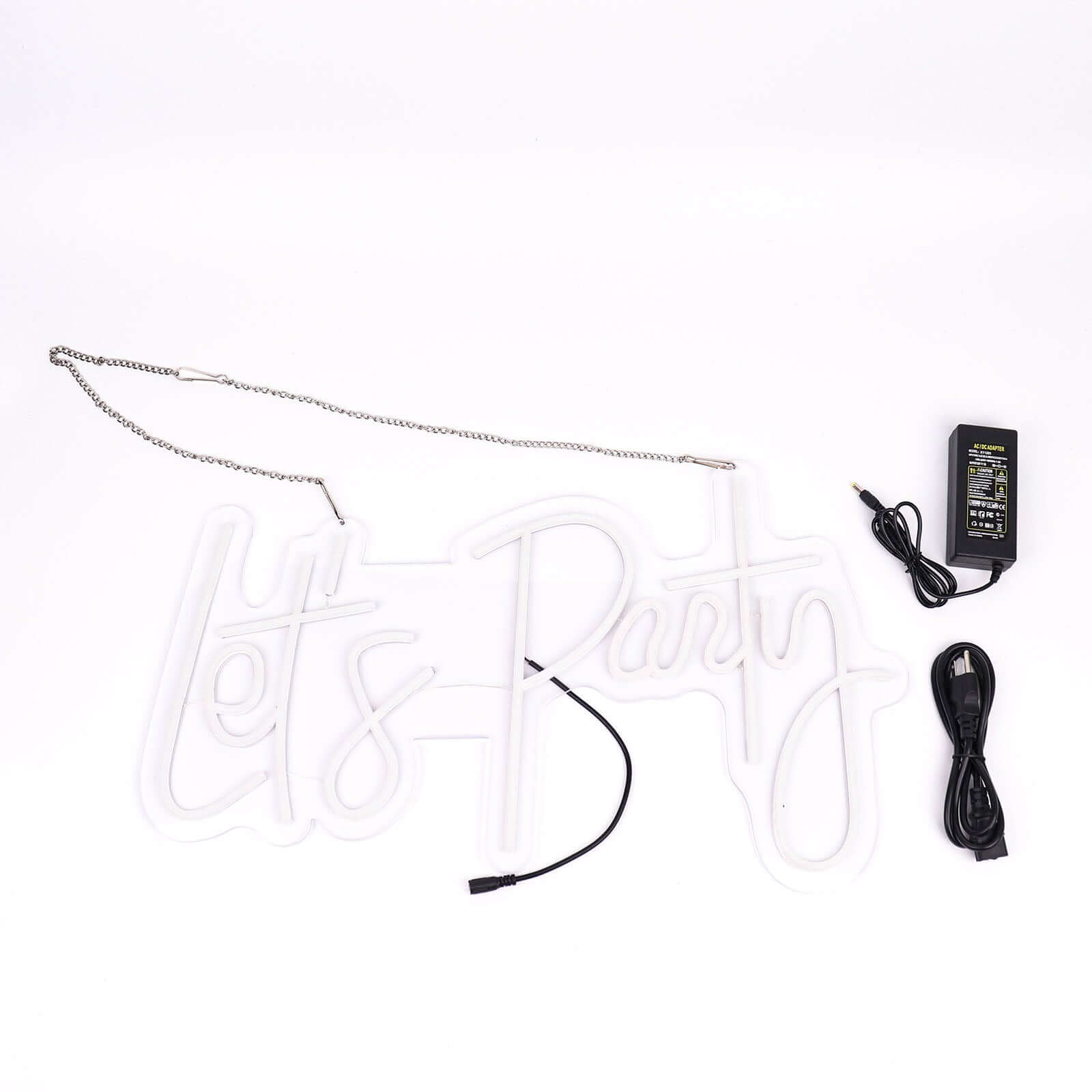 23" Let's Party Neon Light Sign, LED Reusable Wall DÃ©cor Lights With 5ft Hanging Chain - Bell Racket Store