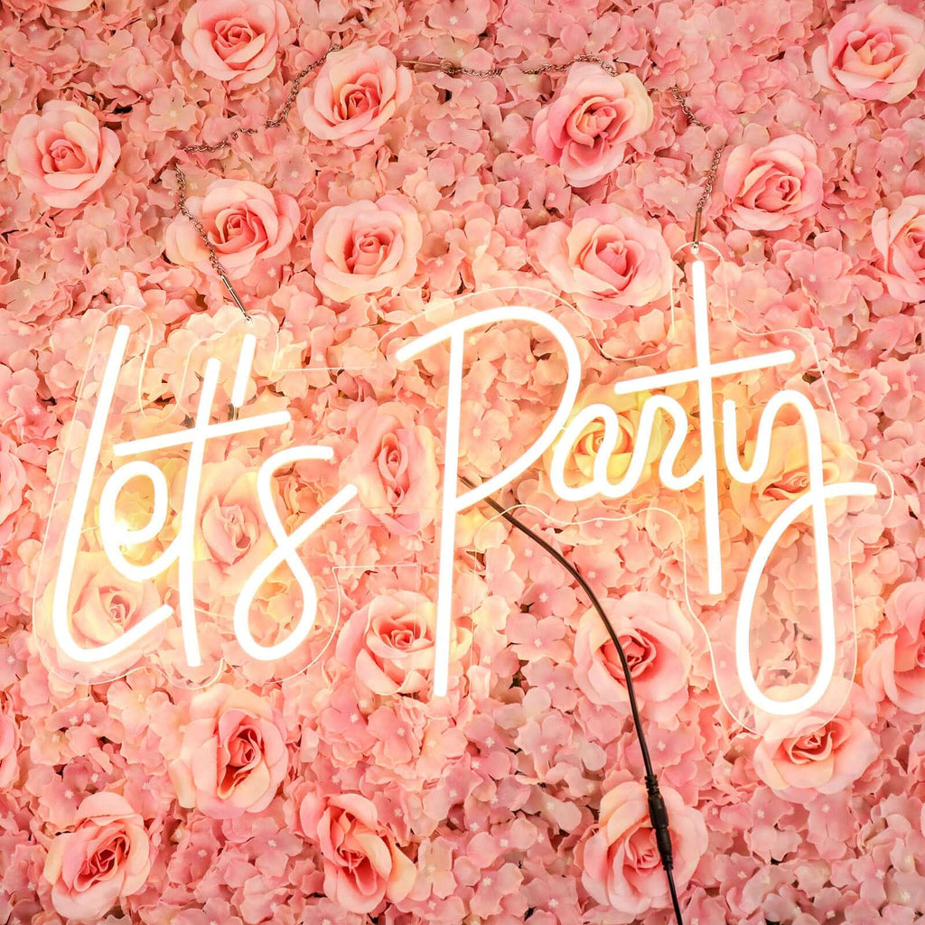 23" Let's Party Neon Light Sign, LED Reusable Wall DÃ©cor Lights With 5ft Hanging Chain - Bell Racket Store