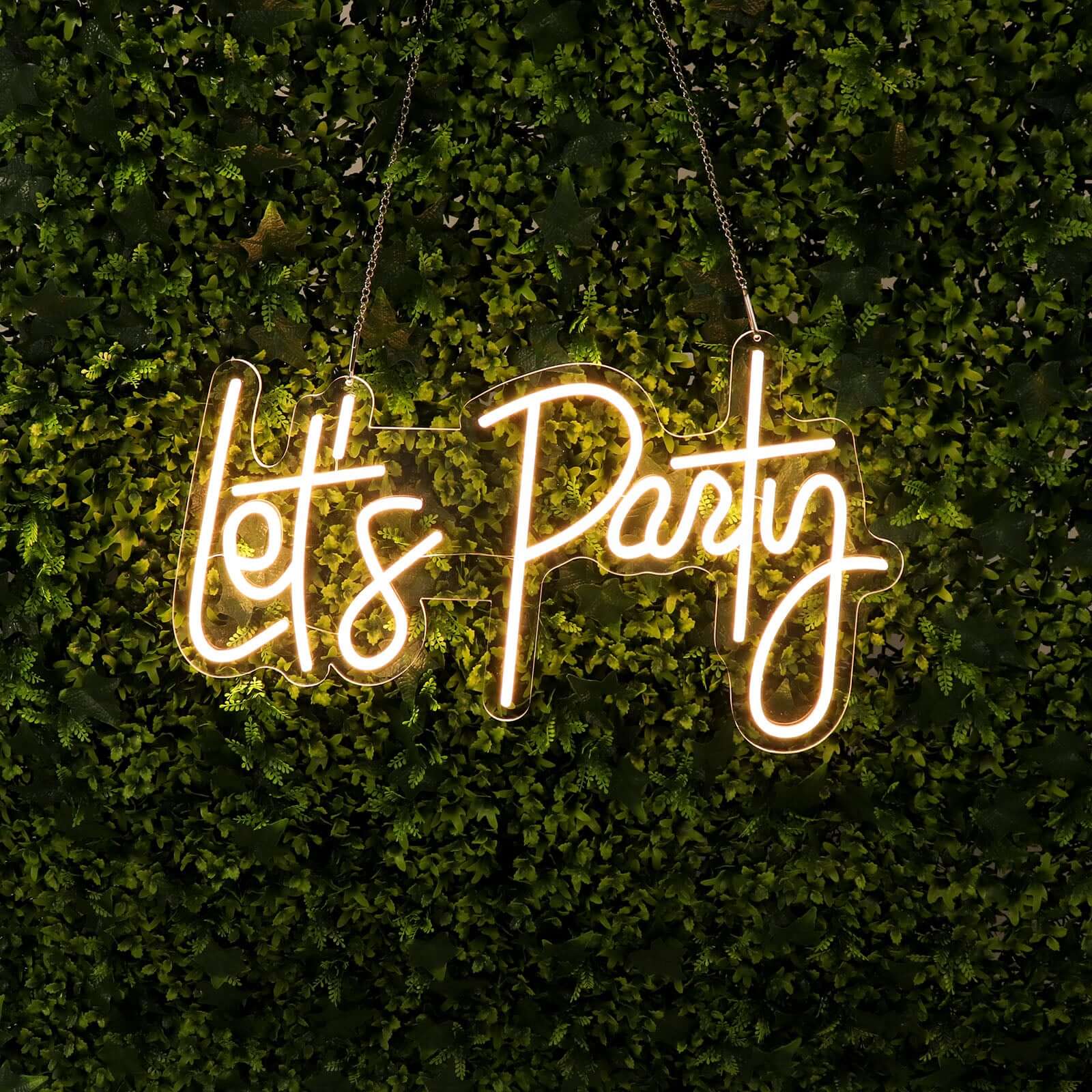 23" Let's Party Neon Light Sign, LED Reusable Wall DÃ©cor Lights With 5ft Hanging Chain - Bell Racket Store