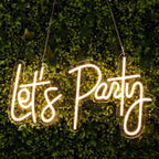 23" Let's Party Neon Light Sign, LED Reusable Wall DÃ©cor Lights With 5ft Hanging Chain - Bell Racket Store