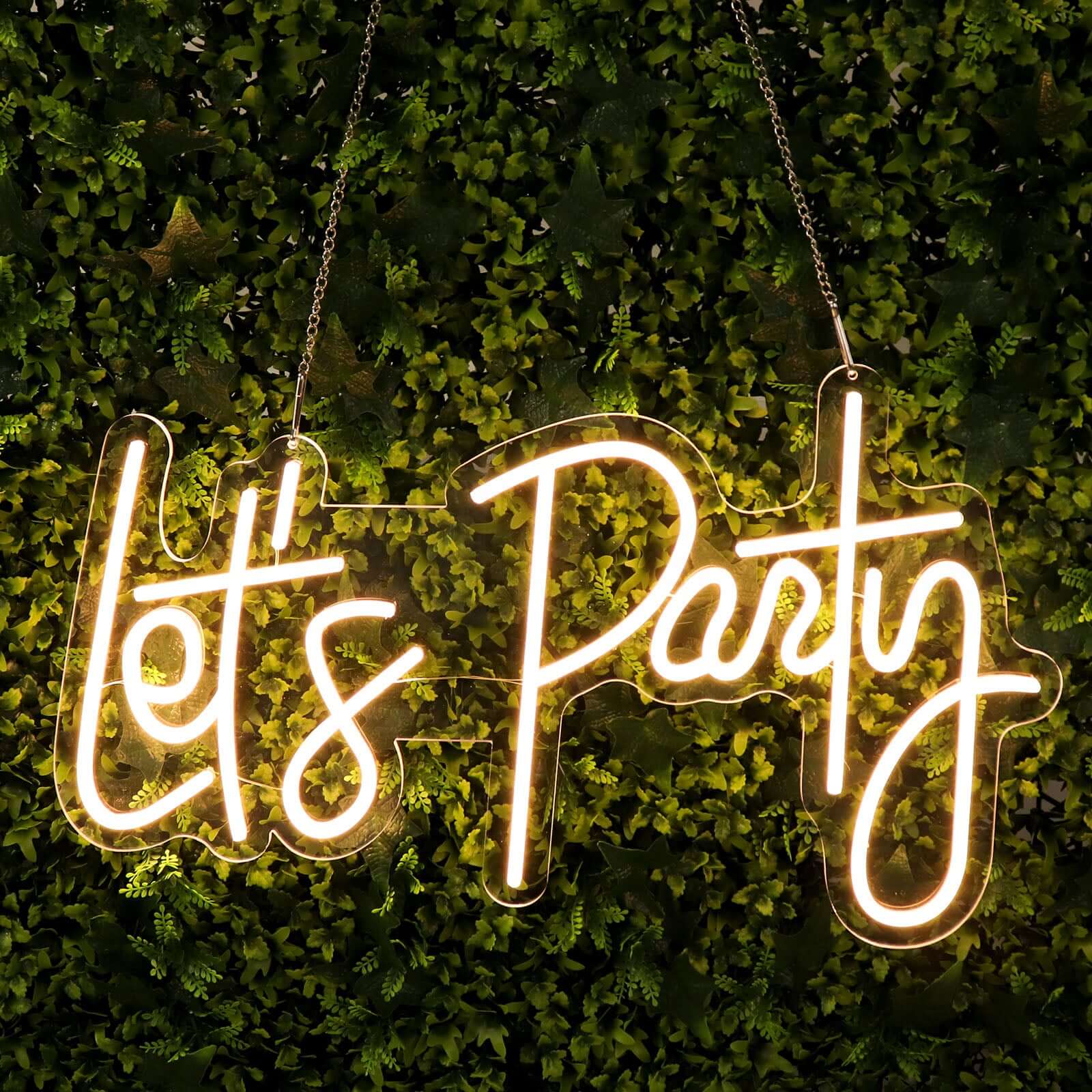 23" Let's Party Neon Light Sign, LED Reusable Wall DÃ©cor Lights With 5ft Hanging Chain - Bell Racket Store