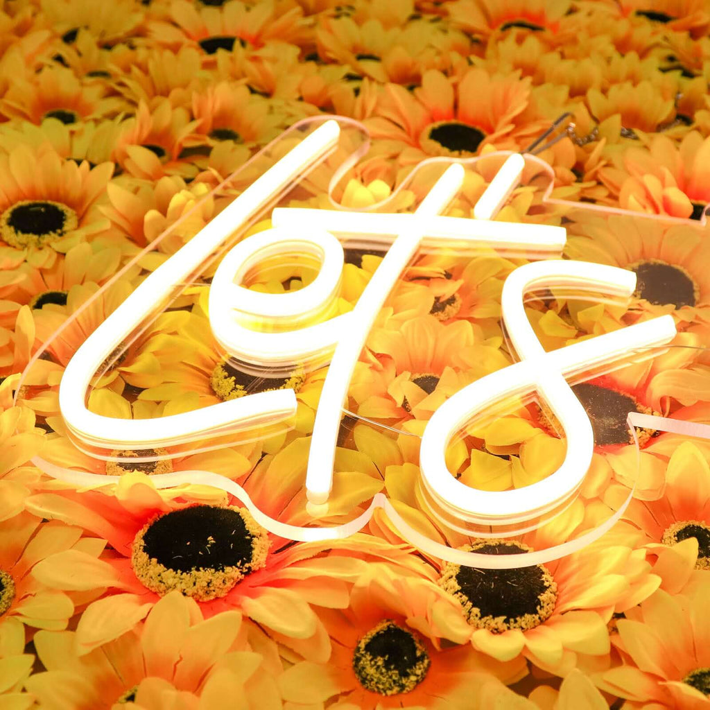 23" Let's Party Neon Light Sign, LED Reusable Wall DÃ©cor Lights With 5ft Hanging Chain - Bell Racket Store