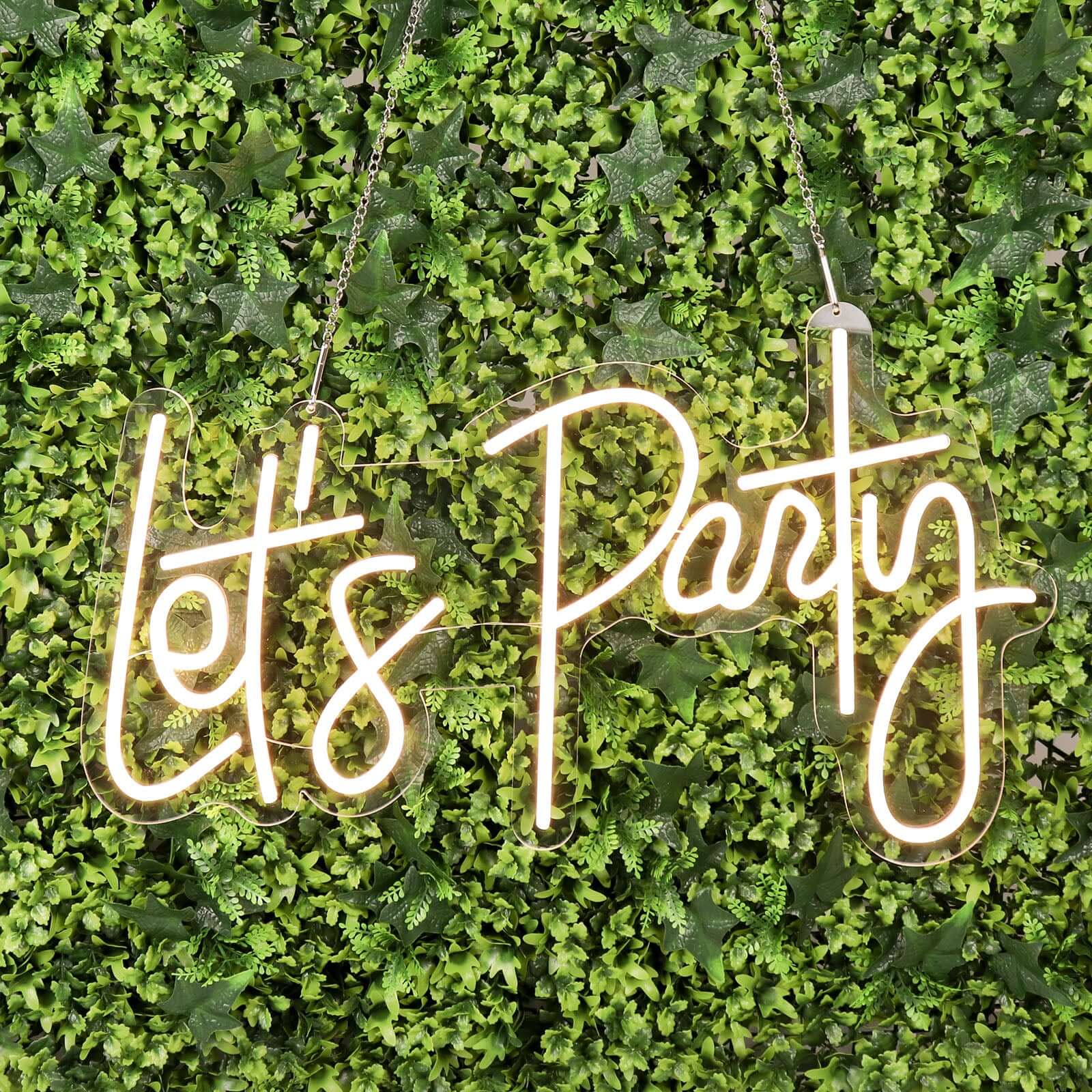23" Let's Party Neon Light Sign, LED Reusable Wall DÃ©cor Lights With 5ft Hanging Chain - Bell Racket Store