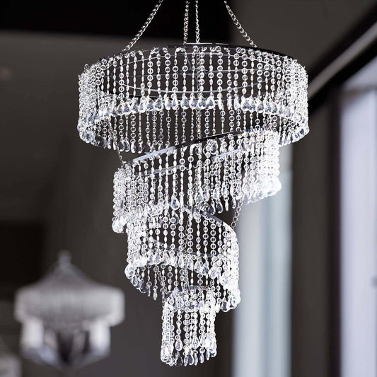 24" 4 - Tier Acrylic Diamond Crystal Chandelier Hanging Pendant Lighting Chandelier - NestOCart