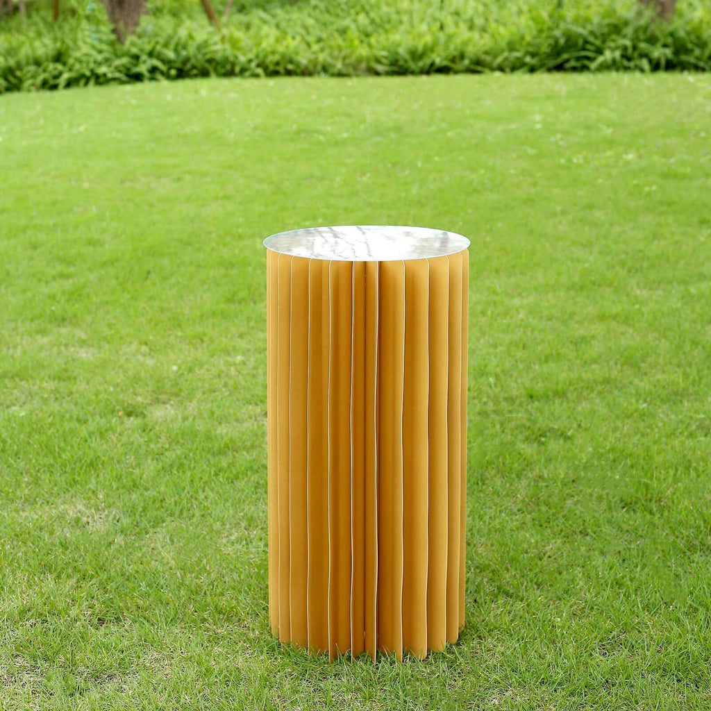 24" Gold Cylinder Display Column Stand, Pillar Pedestal Stand With Top Plate - Bell Racket Store