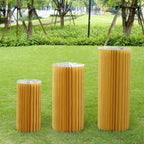 24" Gold Cylinder Display Column Stand, Pillar Pedestal Stand With Top Plate - Bell Racket Store
