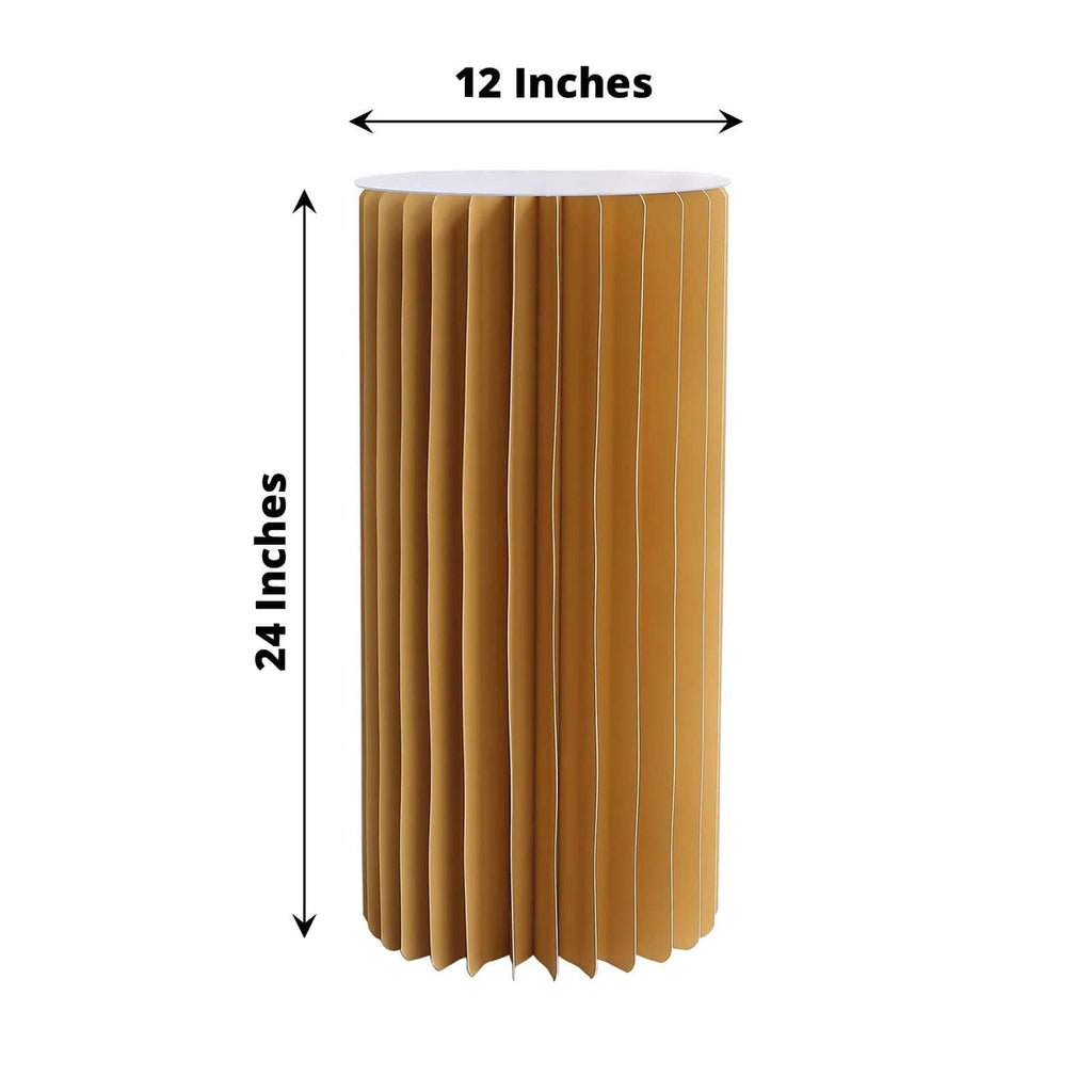 24" Gold Cylinder Display Column Stand, Pillar Pedestal Stand With Top Plate - Bell Racket Store