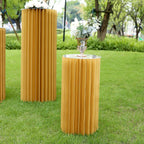 24" Gold Cylinder Display Column Stand, Pillar Pedestal Stand With Top Plate - Bell Racket Store