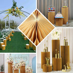 24" Gold Cylinder Display Column Stand, Pillar Pedestal Stand With Top Plate - Bell Racket Store