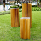 24" Gold Cylinder Display Column Stand, Pillar Pedestal Stand With Top Plate - Bell Racket Store