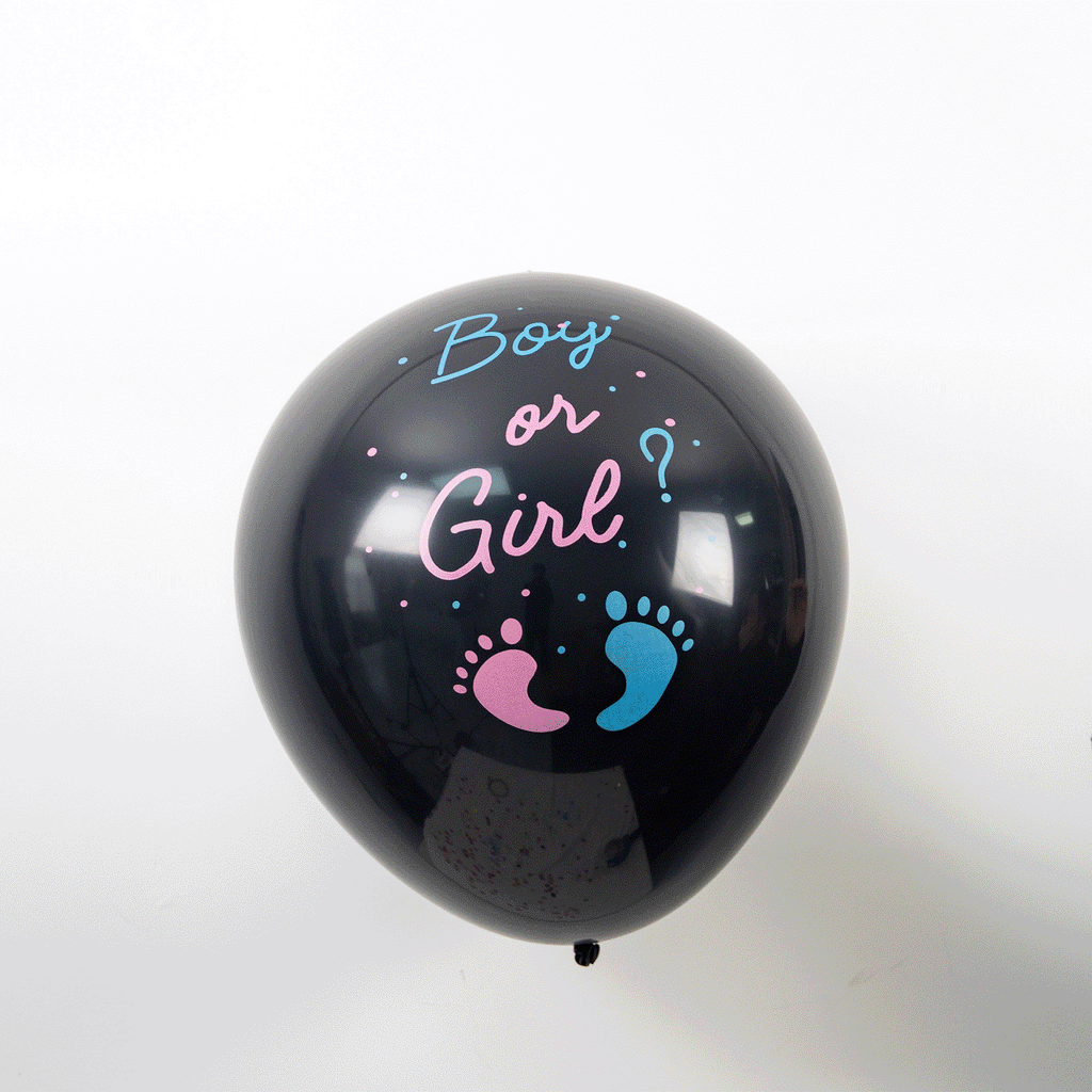 24" Gender Reveal Blue Confetti Filled Boy Or Girl Print Latex Balloon