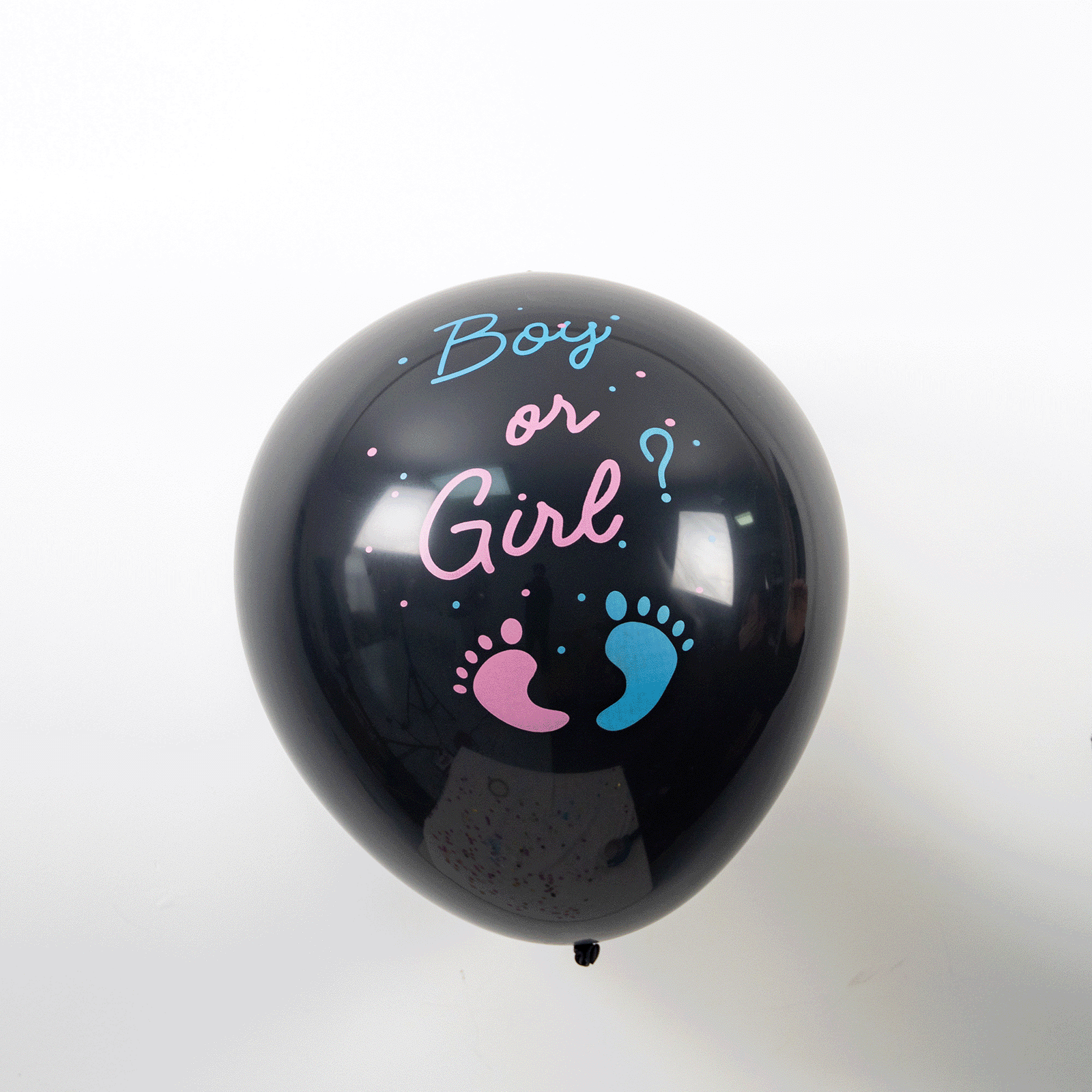 24" Gender Reveal Blue Confetti Filled Boy Or Girl Print Latex Balloon
