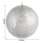 24" Large Silver Foam Disco Mirror Ball With Hanging Swivel Ring, Holiday Party Decor