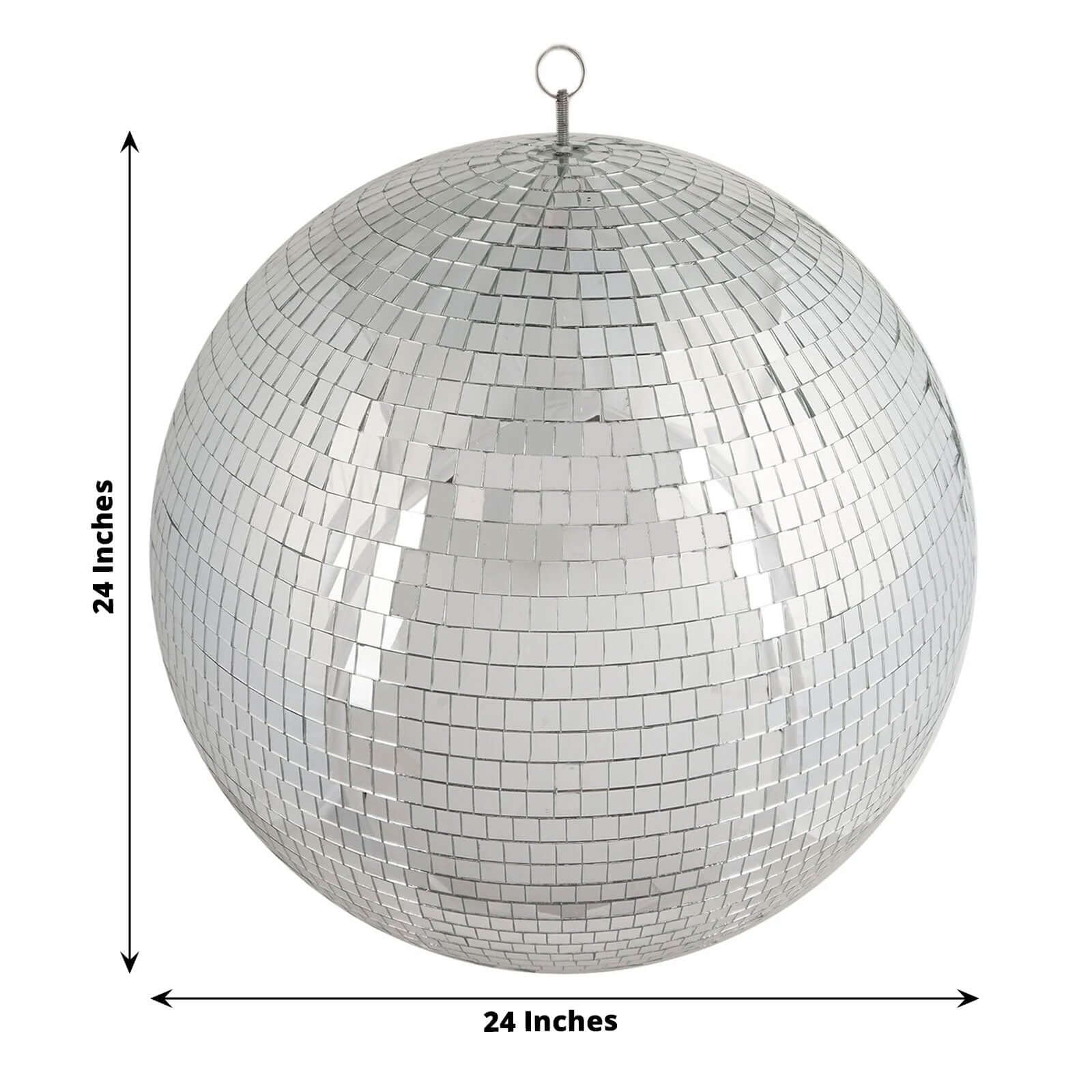 24" Large Silver Foam Disco Mirror Ball With Hanging Swivel Ring, Holiday Party Decor