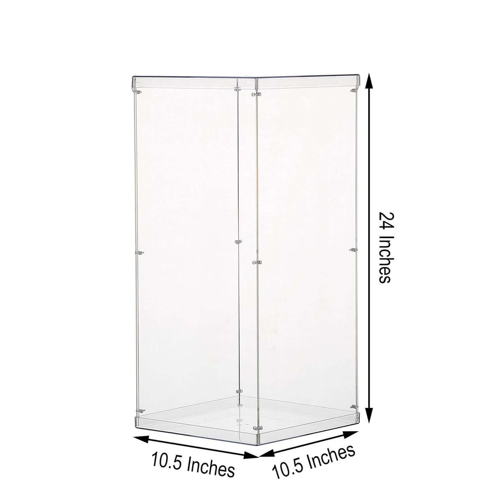 24" Clear Acrylic Display Box, Transparent Pedestal Riser with Interchangeable Lid and Base