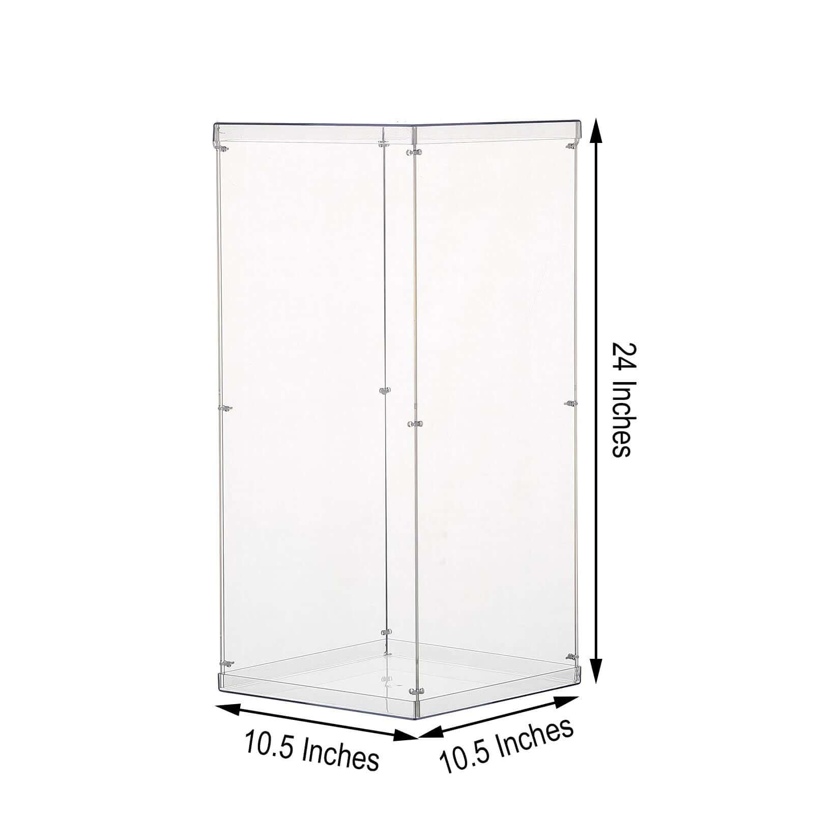 24" Clear Acrylic Display Box, Transparent Pedestal Riser with Interchangeable Lid and Base