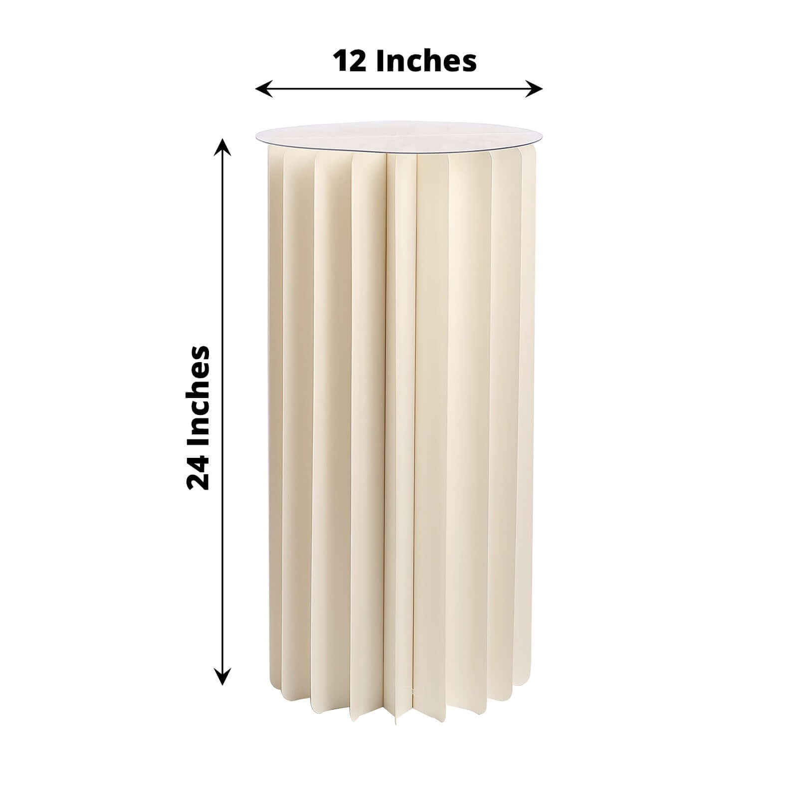 24" Ivory Cylinder Display Column Stand, Pillar Pedestal Stand With Top Plate - Bell Racket Store