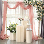 24" Ivory Cylinder Display Column Stand, Pillar Pedestal Stand With Top Plate - Bell Racket Store