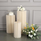 24" Ivory Cylinder Display Column Stand, Pillar Pedestal Stand With Top Plate - Bell Racket Store
