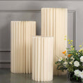 24" Ivory Cylinder Display Column Stand, Pillar Pedestal Stand With Top Plate - Bell Racket Store