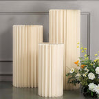 24" Ivory Cylinder Display Column Stand, Pillar Pedestal Stand With Top Plate - Bell Racket Store