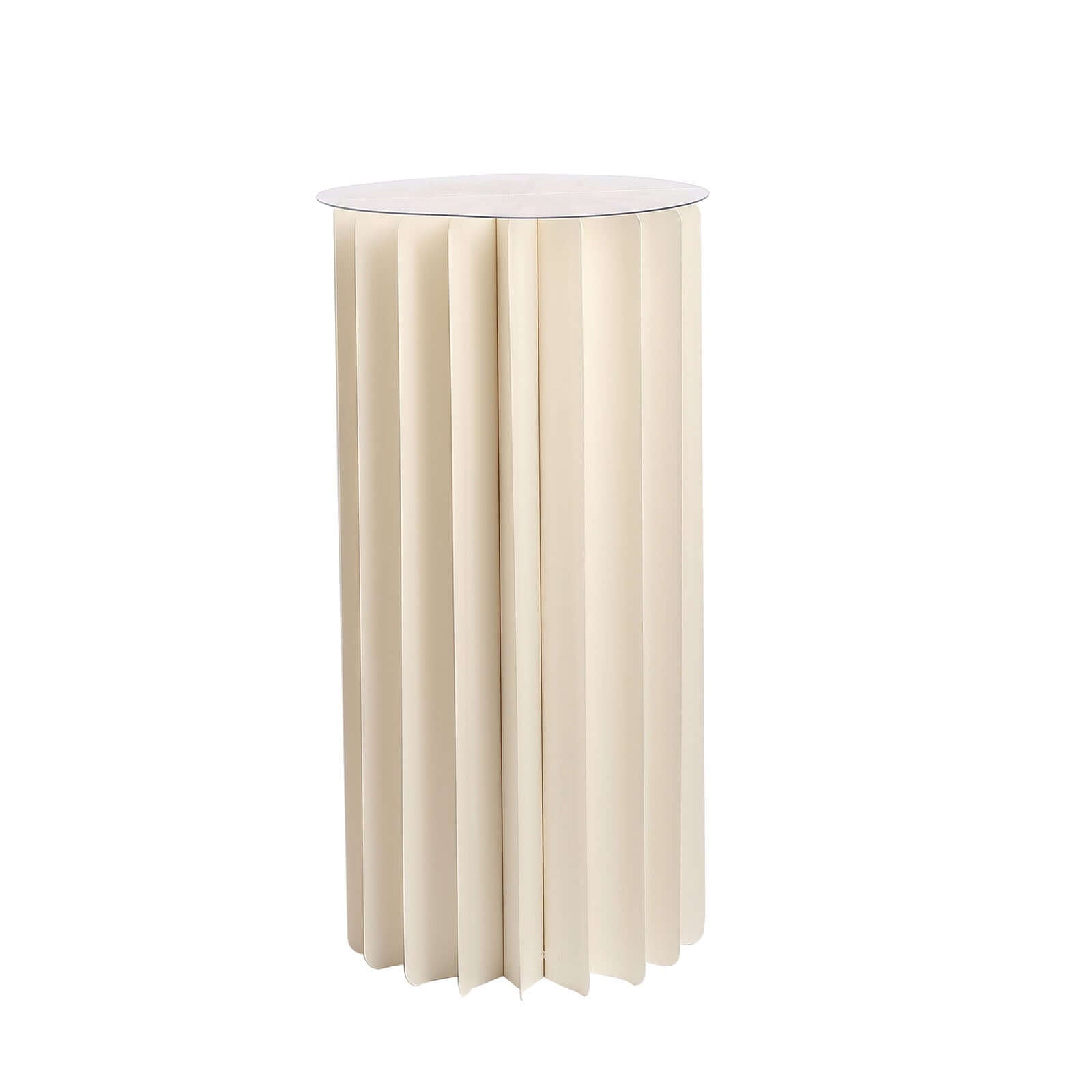 24" Ivory Cylinder Display Column Stand, Pillar Pedestal Stand With Top Plate - Bell Racket Store