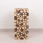 24" Natural Wooden Slices Pillar Prop Pedestal Stand, Rustic Farmhouse Wood Riser Rectangular Plant Stand - Bell Racket Store