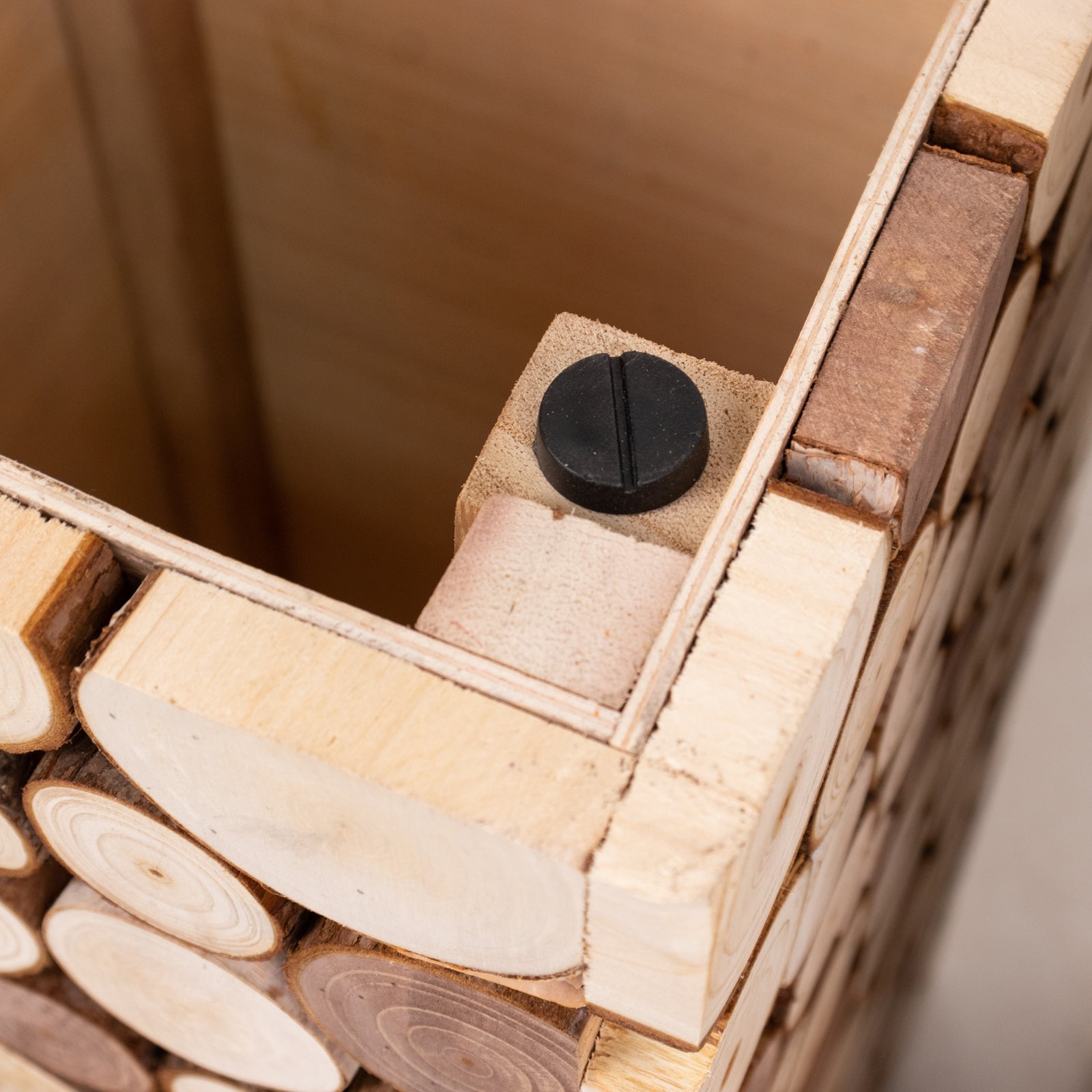 24" Natural Wooden Slices Pillar Prop Pedestal Stand, Rustic Farmhouse Wood Riser Rectangular Plant Stand - Bell Racket Store