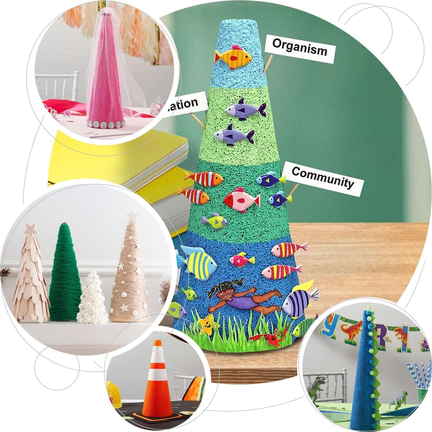 24 Pack 6" White Styrofoam Cone, Foam Cone For DIY Crafts - NestOCart