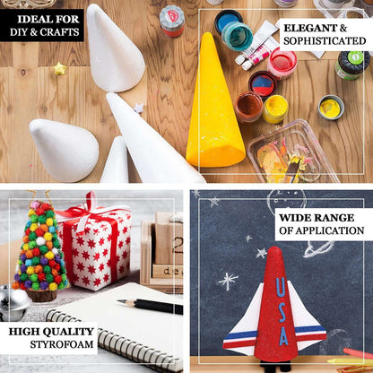 24 Pack 6" White Styrofoam Cone, Foam Cone For DIY Crafts - NestOCart