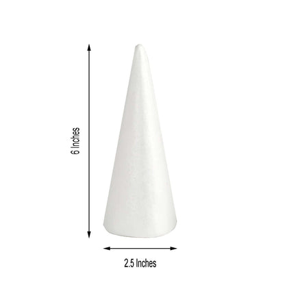 24 Pack 6" White Styrofoam Cone, Foam Cone For DIY Crafts - NestOCart