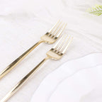 24 Pack 8" Glossy Gold Heavy Duty Plastic Silverware Forks Cutlery, Premium Disposable Sleek Flatware - Bell Racket Store