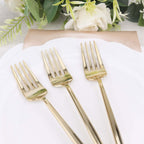 24 Pack 8" Glossy Gold Heavy Duty Plastic Silverware Forks Cutlery, Premium Disposable Sleek Flatware - Bell Racket Store