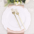 24 Pack 8" Glossy Gold Heavy Duty Plastic Silverware Forks Cutlery, Premium Disposable Sleek Flatware - Bell Racket Store