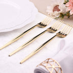 24 Pack 8" Glossy Gold Heavy Duty Plastic Silverware Forks Cutlery, Premium Disposable Sleek Flatware - Bell Racket Store