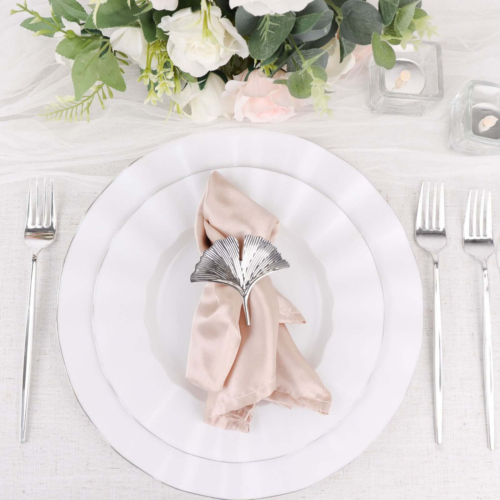 24 Pack 8" Glossy Silver Heavy Duty Plastic Silverware Forks, Shiny Cutlery, Premium Disposable Flatware - Bell Racket Store