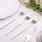 24 Pack 8" Glossy Silver Heavy Duty Plastic Silverware Forks, Shiny Cutlery, Premium Disposable Flatware - Bell Racket Store