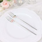 24 Pack 8" Glossy Silver Heavy Duty Plastic Silverware Forks, Shiny Cutlery, Premium Disposable Flatware - Bell Racket Store