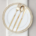 24-Pack Plastic Cutlery Set Metallic Gold with Gold Glitter - Stylish Disposable Silverware Pack 8"