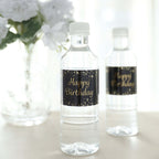 24 Pack Black/Gold Water Bottle Labels with Happy Birthday Print, Waterproof Bottle Stickers - Bell Racket Store