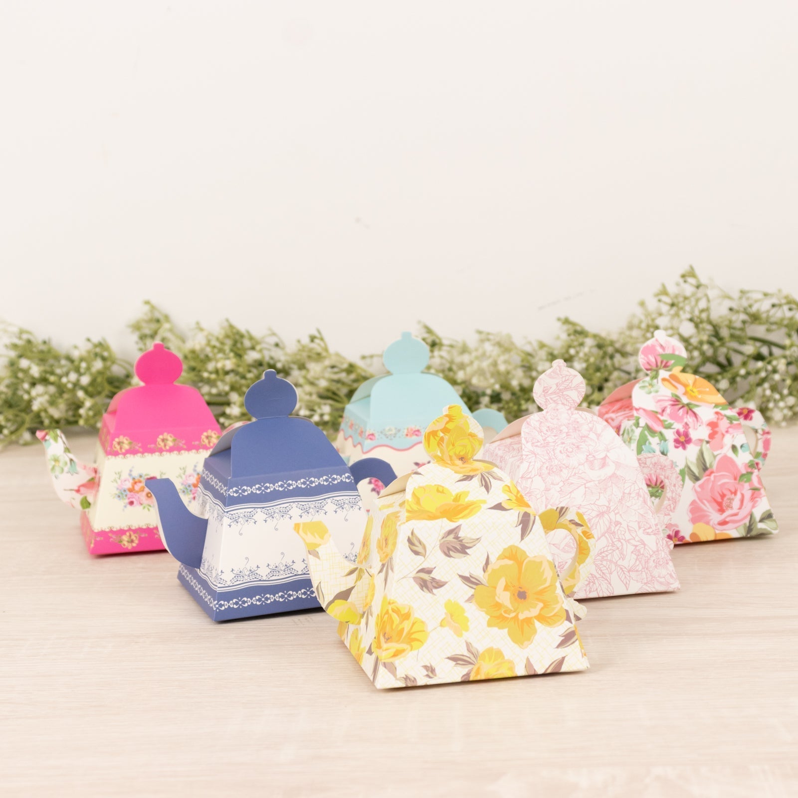 24 Pack Cardboard Favor Boxes in Mixed Vintage Floral Tea Pot Design - Elegant Gift Box for Weddings & Baby Showers - 5"x4" - Bell Racket Store