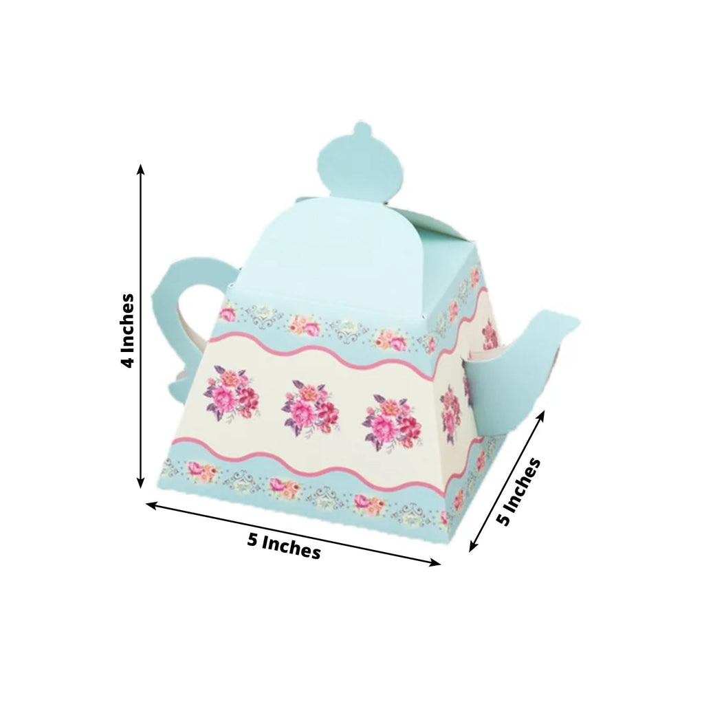 24 Pack Cardboard Favor Boxes in Mixed Vintage Floral Tea Pot Design - Elegant Gift Box for Weddings & Baby Showers - 5"x4" - Bell Racket Store