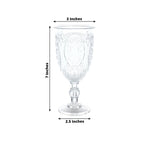 24 - Pack Clear Plastic Wine Glasses 10oz â€“ Vintage Goblets with Retro Embossed Design, Elegant Drinkware - 7" Tall - Bell Racket Store